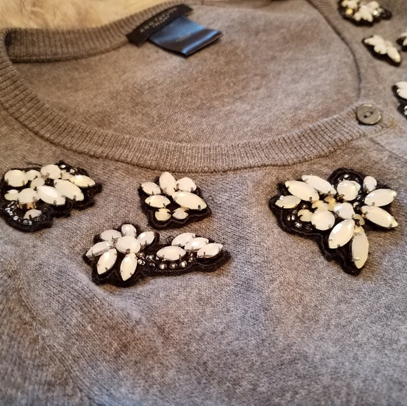 Ann Taylor Sweaters - Ann Taylor Factory Gray Embellished Cardigan Sz L